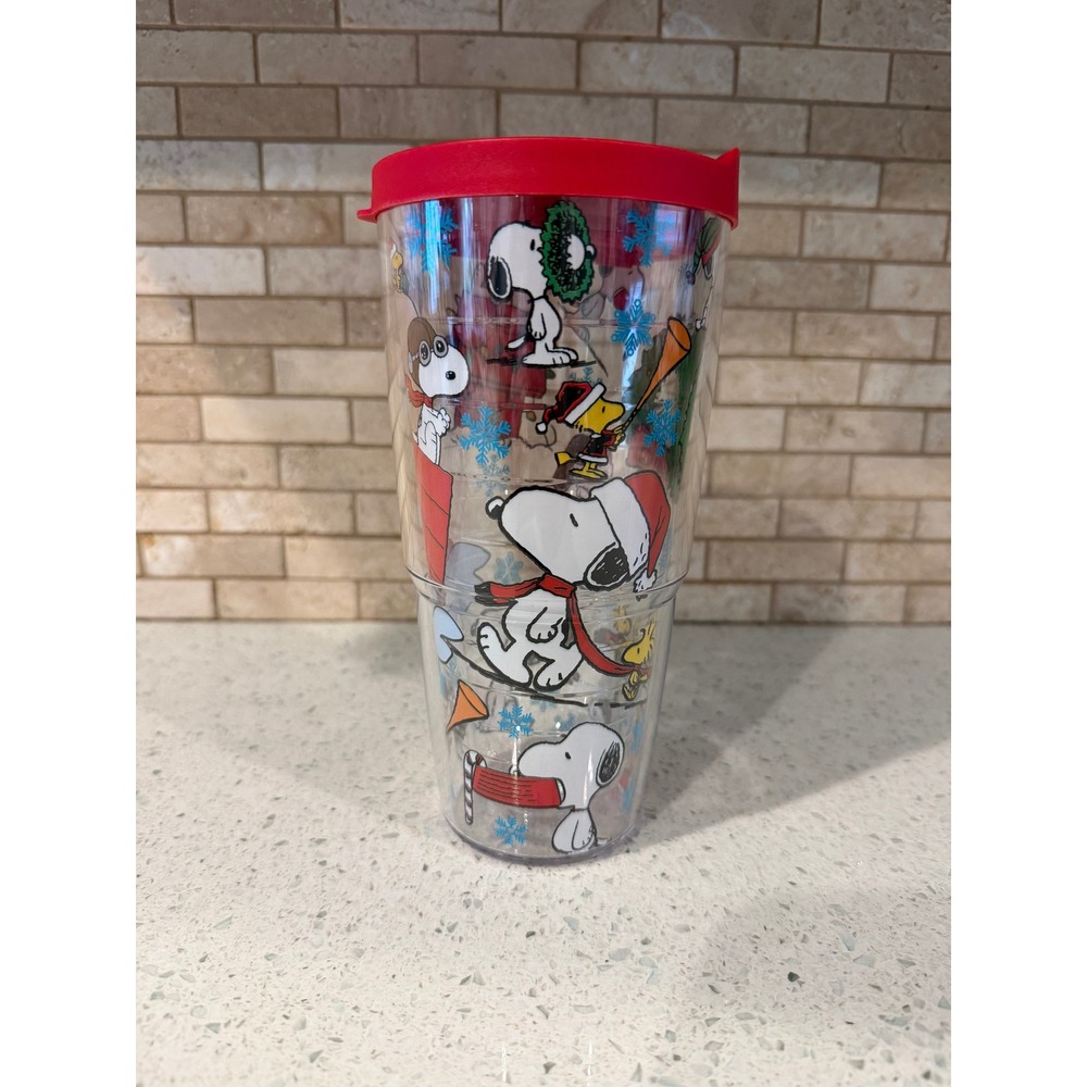 Tervis Peanuts Snoopy Christmas Tumbler Red Baron Woodstock Santa